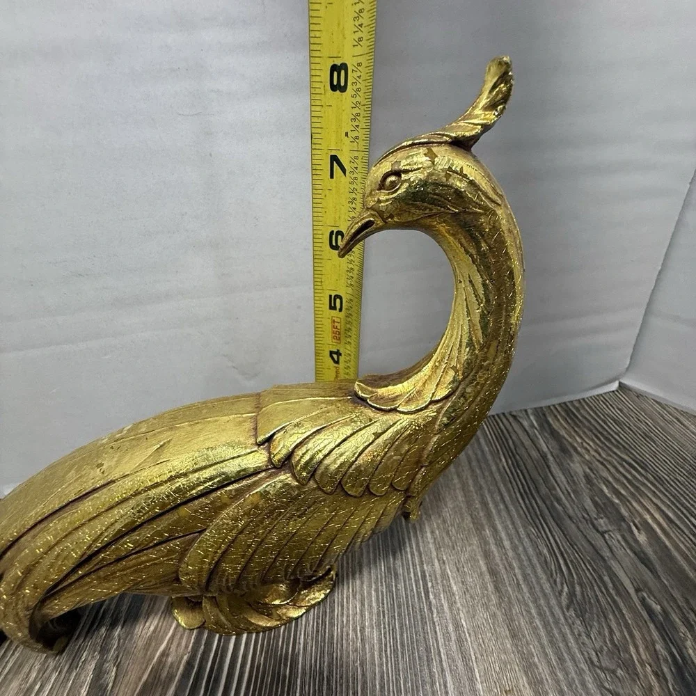 Vintage Gold Gilt Pheasant Syroco‎ MCM Hollywood Regency Peacock Bird Figurine